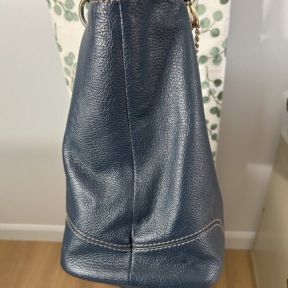 Beautiful LANCEL "French Flair” leather Tote bag, navy blue colour - Picture 6 of 16